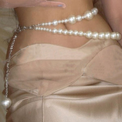 Y2K Aesthetic Pearl Waist Chain Belt