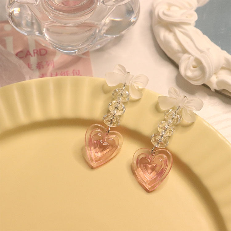 Harajuku Kawaii Fashion Y2K Fairycore Heart Acrylic Earrings – The ...