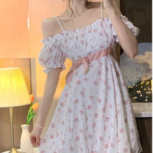Kawaii Fashion Coquette Dollette Aesthetic Floral Babydoll Mini Dress