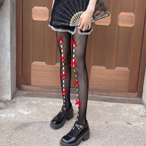 Harajuku Kawaii Fashion Bow Fishnet Tights