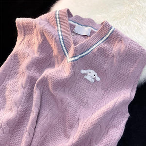 Harajuku Kawaii Fashion Cinnamoroll Pastel Knit Vest