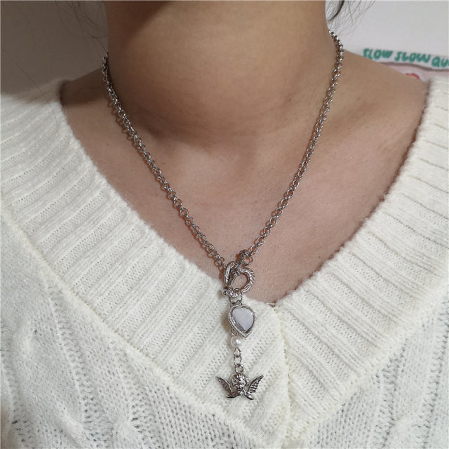 Harajuku Y2K Fairycore Silver Butterfly Chain Necklaces