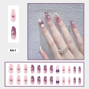 cute korean nails pink cloud nails long coffin press on nails set