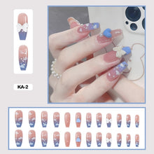 korean 3d nails gradient blue cloud nails long coffin press on nails set