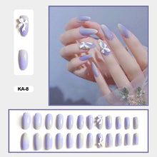 korean 3d nails lavender purple long almond press on nails