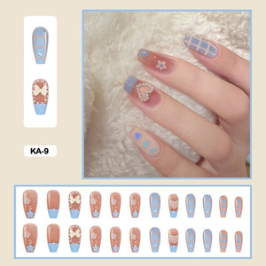 korean baby blue coffin press on nails