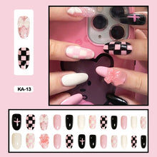 japanese jirai kei landmine girl nail designs black and pink almond press on nails