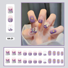 cute korean nails purple press on nail set