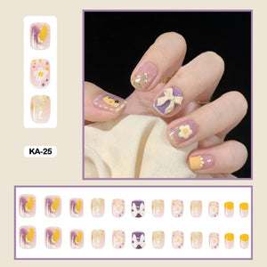 korean cute 3d manicure press on nails set