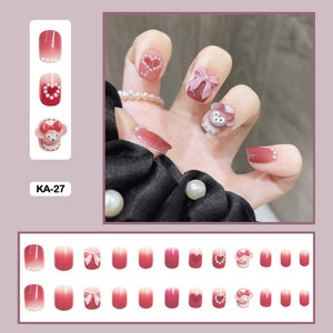 cute korean 3d bear press on nail set christmas valentines day nails