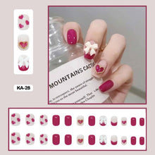 korean nails valentines day nails hot pink press on nails set