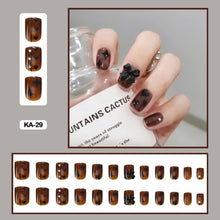 cute korean nails tortoiseshell nails sheer brown press on nails set