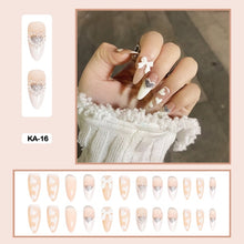 korean nails 3d french tip long almond press on nails set