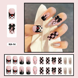 japanese nails kuromi emo nail design square short press on nails
