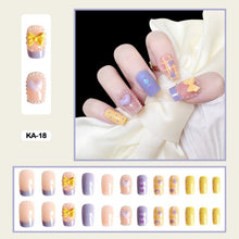 cute korean nails purple and yellow french tip press on nails set
