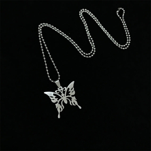 Harajuku Y2K Fairycore Silver Butterfly Chain Necklaces