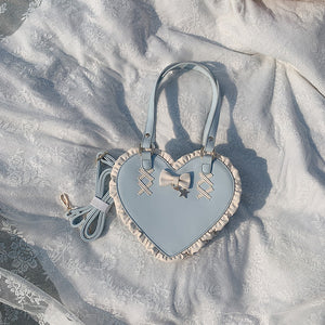 Harajuku Kawaii Fashion Heart Shaped Ruffle Handbag