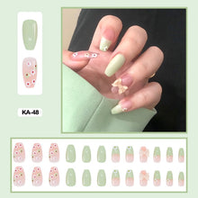 spring nails green floral press on nails set