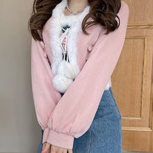 Harajuku Kawaii Fashion Faux Fur Rim Cropped Cardigan