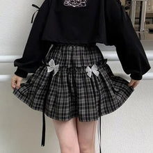Harajuku Kawaii Fashion Gothic Y2K Bow Plaid Skirt