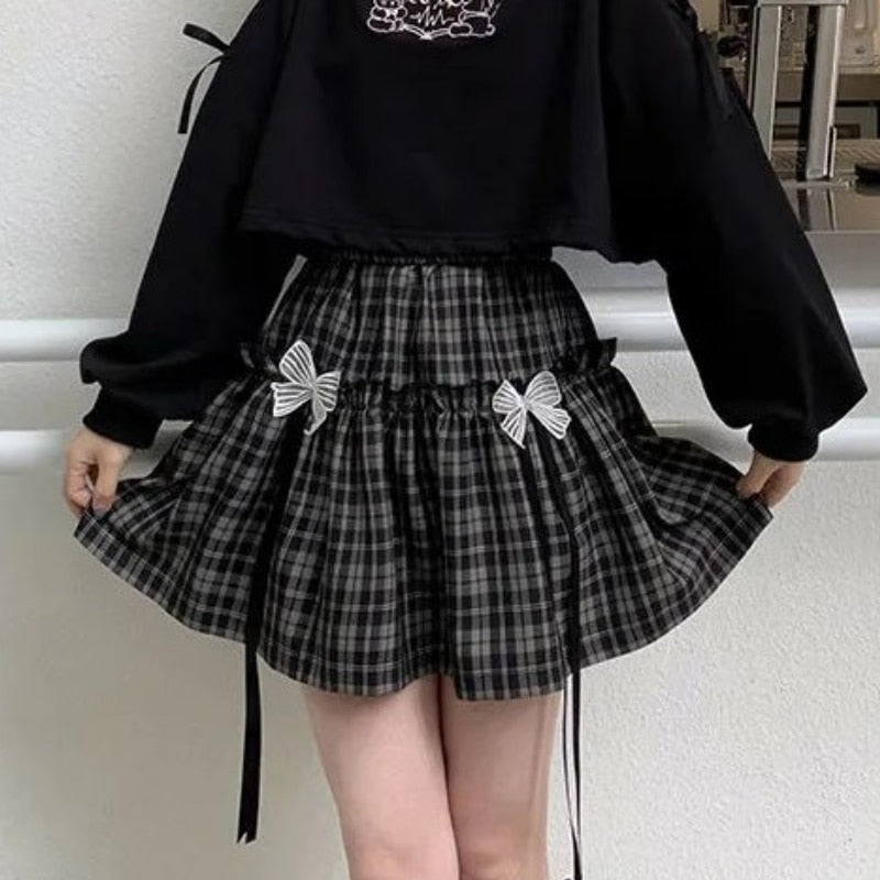 Plus Size Harajuku Japanese School Uniform Plaid Tartan Skirt – The Kawaii  Factory