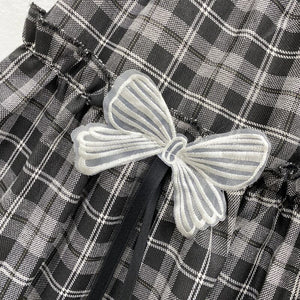 Harajuku Kawaii Fashion Gothic Y2K Bow Plaid Skirt