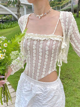 Harajuku Kawaii Fashion Fairycore Y2K Beige Lace 2 Piece Top