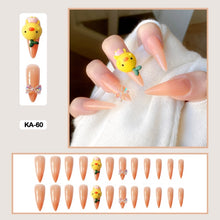 korean cute gradient orange press on long stiletto nails