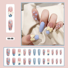 cute korean nails long coffin 3d baby blue press on nails set