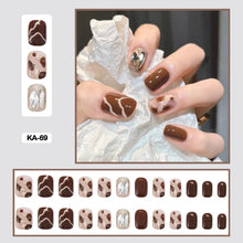 korean 3d nails brown press on nails set