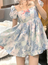 Harajuku Kawaii Fashion Fairycore Watercolor Print Babydoll Dress