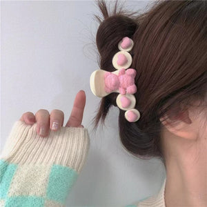 Harajuku Kawaii Fashion Y2K Bow Peach Hair Claw Clip
