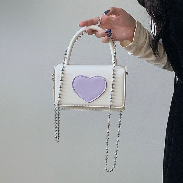Harajuku Kawaii Fashion Y2K Ball Chain Purple Heart Bag