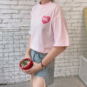 Peach Milk Tshirt (Pink/Beige)
