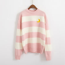 Retro Striped Luna Sweater (Pink/Purple/Black)