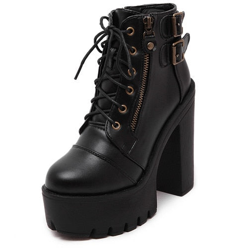 Harajuku High Heel Laceup Ankle Boots – The Kawaii Factory