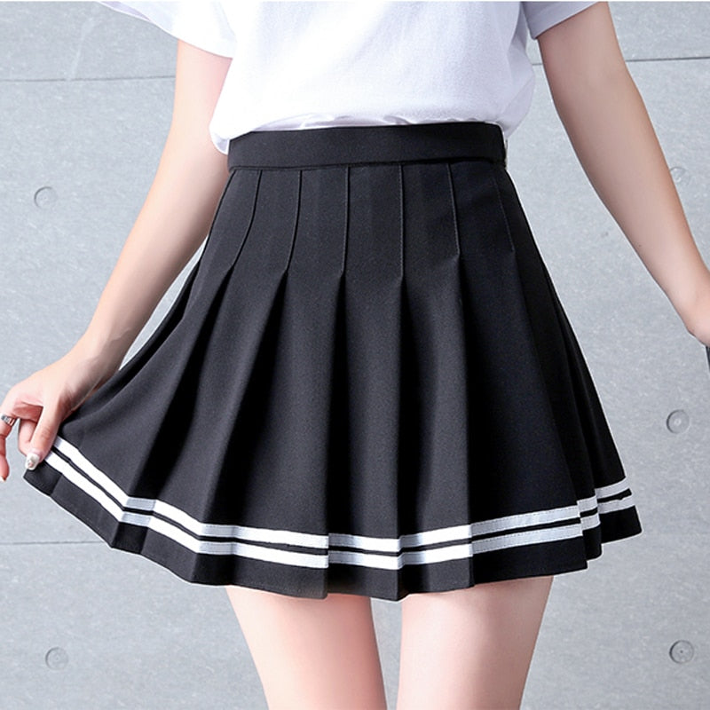 Harajuku Japanese School Uniform Striped Pleated Skirt – The Kawaii Factory