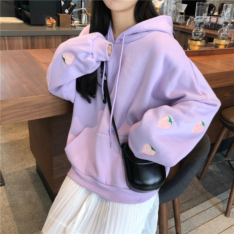 Strawberry Sleeves Forever Sweatshirt (White/Lavender) – The