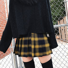 Harajuku Fall Winter Plaid Tennis Skirt (Yellow)
