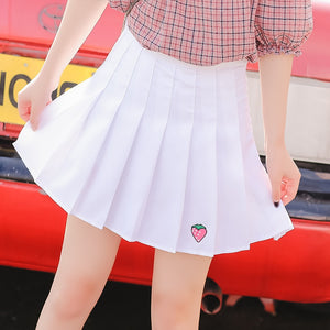 Strawberry Pleated Skirt