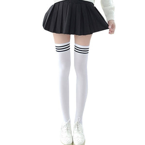Striped Black White Overknee Socks