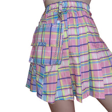 Harajuku Pocket Rainbow Pleated Skirt