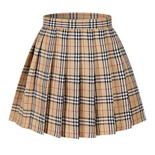 womens high waisted aesthetic beige plaid mini skirt