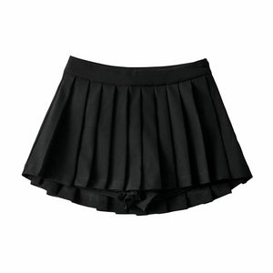 womens korean fashion high waisted short black skirt with shorts underneath