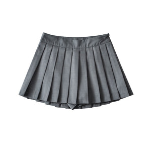 womens korean fashion high waisted short gray skirt with shorts underneath