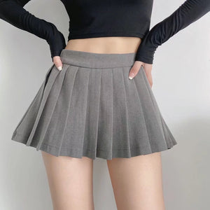 womens micro mini skirt high waisted gray pleated mini skirt