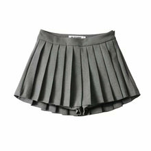 womens pleated micro mini skirt gray