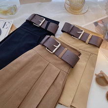 womens pleated mini skirt with belt brown khaki beige black