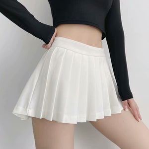 womens white tennis skirt with shorts underneath mini pleated skirt